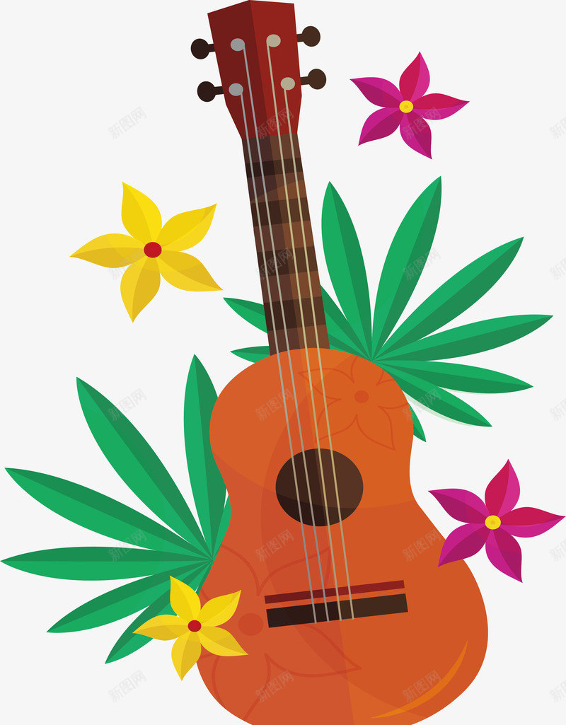 夏威夷尤克里里png免抠素材_新图网 https://ixintu.com 夏威夷 小吉他 尤克里里 度假乐器 新图网 海滩度假 矢量png