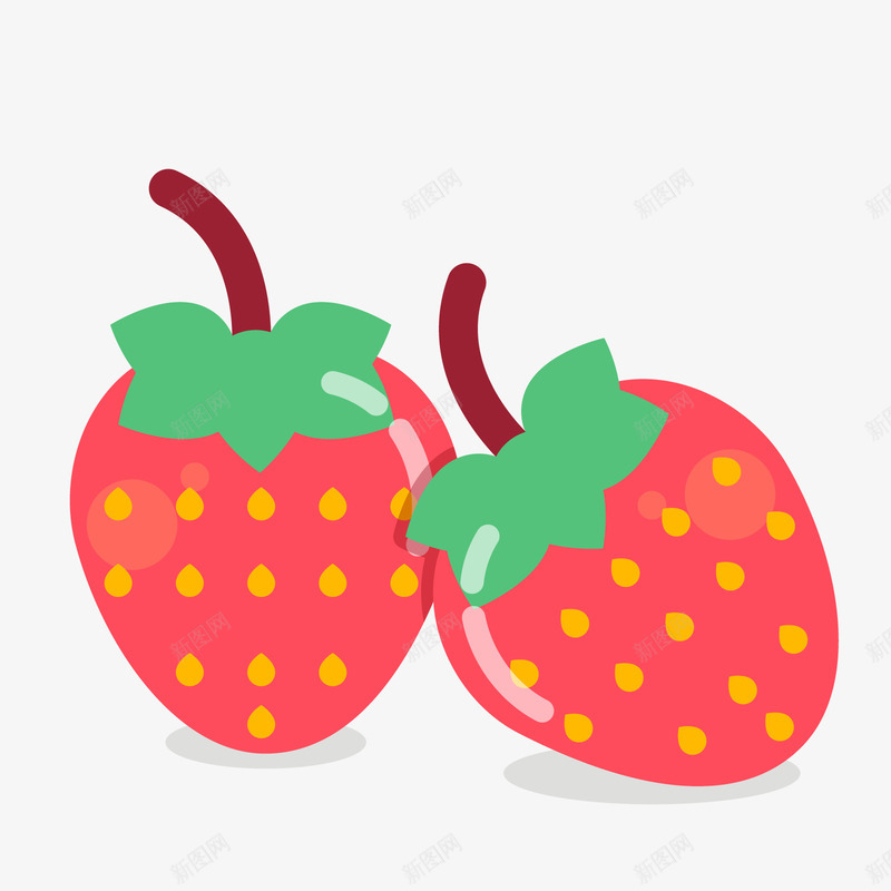 红黄色点状水果草莓矢量图ai免抠素材_新图网 https://ixintu.com 卡通水果 水果 红色 红色草莓 绿色 草莓 黄色 矢量图