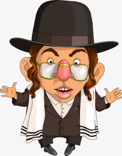 卡通犹太人戴帽子眼镜的犹太人高清图片