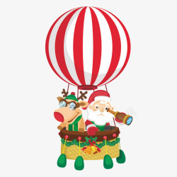 雪地圣诞节图热气球上的圣诞老人高清图片