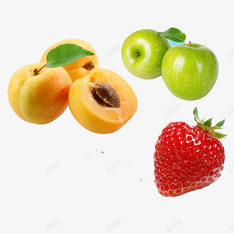 新鲜水果实物图png免抠素材_新图网 https://ixintu.com 桃子 水果 草莓 青苹果
