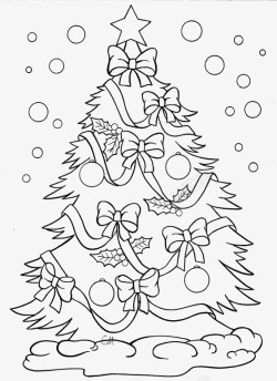 黑白蝴蝶结卡通圣诞树高清图片