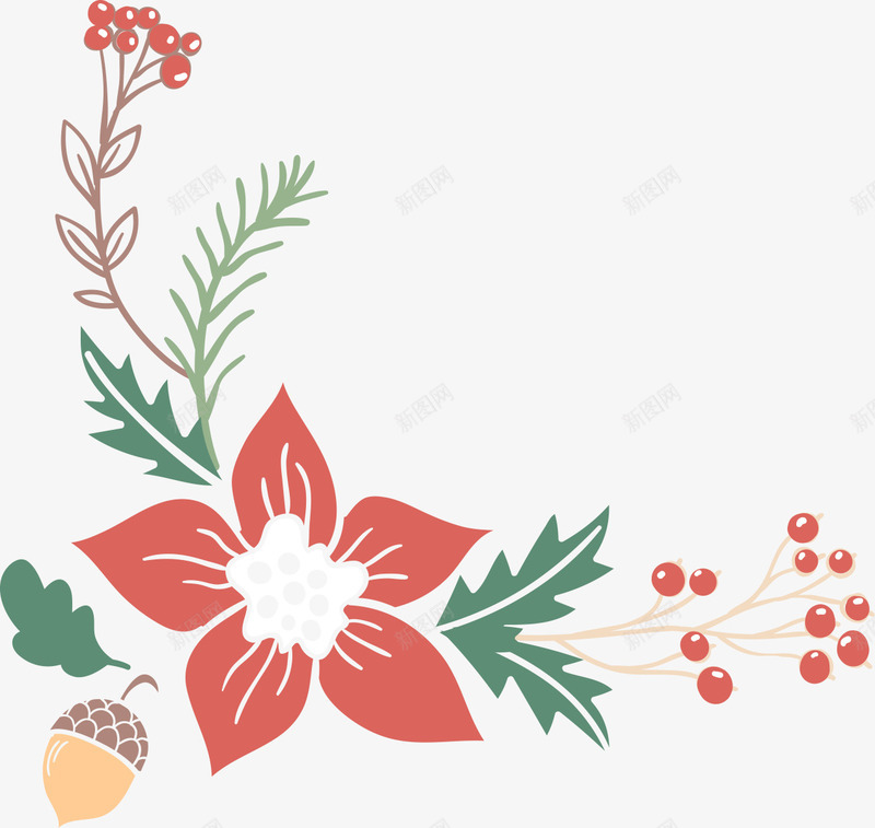 红色手绘花朵圣诞装饰png免抠素材_新图网 https://ixintu.com 圣诞 红色 花朵 装饰