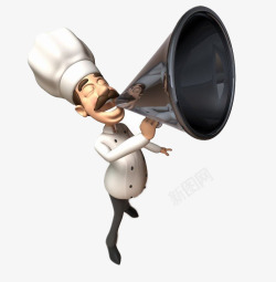 戴帽子的厨师拿着喇叭的厨师高清图片