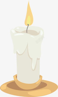 融化的蜡烛燃烧的白色蜡烛矢量图高清图片