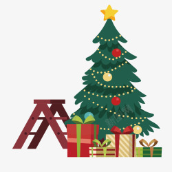 凳子PNG圣诞树礼物圣诞插画矢量图高清图片