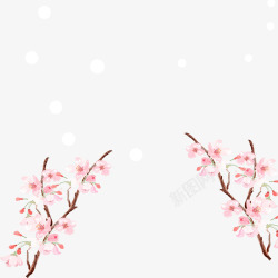 梅花飘散粉色梅花装饰高清图片