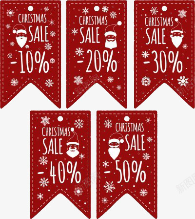 红色圣诞促销标签图标png_新图网 https://ixintu.com 圣诞促销图标 圣诞老人 红色背景素材 雪花