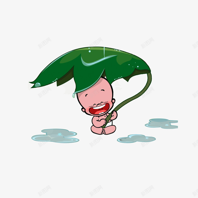 拿着荷叶遮雨的小BABYpng免抠素材_新图网 https://ixintu.com 两个手拿着物品 拿着东西的手 拿着荷叶遮雨的小BABY 笑容灿烂的小BABY