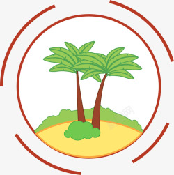 绿色椰岛圆形线条标志素材