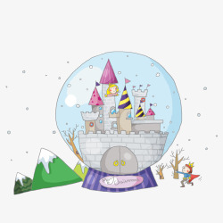 蛋糕屋卡通玻璃球内城堡高清图片