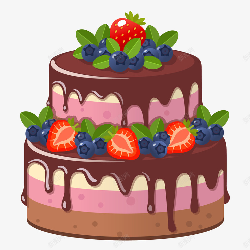 扁平巧克力水果蛋糕矢量图eps免抠素材_新图网 https://ixintu.com 巧克力 扁平 水果 美味 草莓 蓝莓 蛋糕 矢量图