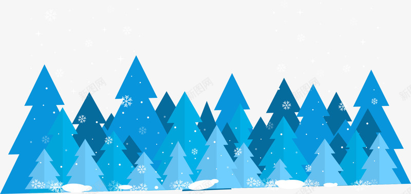 蓝色冬日圣诞树林png免抠素材_新图网 https://ixintu.com 冬日树木 圣诞快乐 圣诞节 树林 蓝色树木 装饰图案