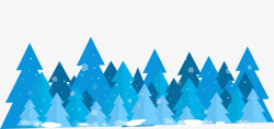 蓝色冬日圣诞树林素材