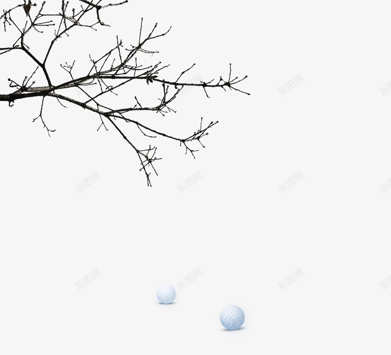 枯树雪景png免抠素材_新图网 https://ixintu.com 枯枝 树枝 积雪 雪景