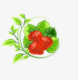 草莓与叶子素材