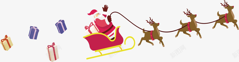 送礼物的圣诞老人矢量图ai免抠素材_新图网 https://ixintu.com 圣诞礼物 圣诞老人 圣诞节 矢量png 矢量图 送礼物 驯鹿车 麋鹿车