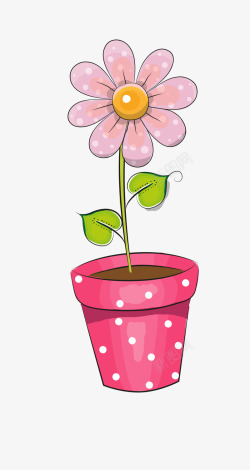 粉色盆栽花朵卡通矢量图素材