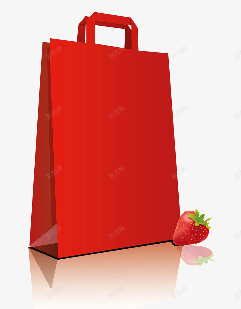 草莓红色手提袋矢量图ai免抠素材_新图网 https://ixintu.com 手提袋免费png下载 红色手提袋 红色时尚手提袋矢量图 草莓手提袋 矢量图