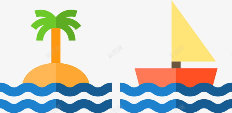 帆船小岛图标图标