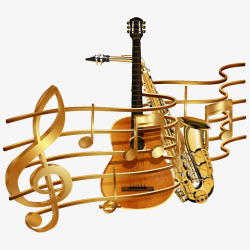 乐器与金色音符素材