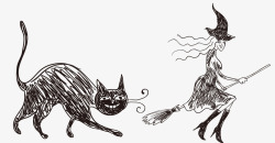 卡通怪兽猫流口水万圣节魔女高清图片