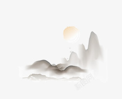 群山国画中国水墨山水高清图片
