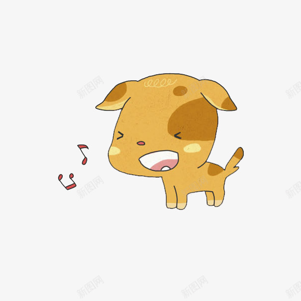 唱歌的小狗png免抠素材_新图网 https://ixintu.com 动物 卡通 可爱 宠物 小狗 张嘴 手绘 水彩 音符