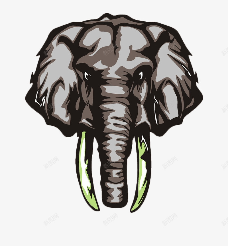 凶狠表情的卡通手绘大象头图标png_新图网 https://ixintu.com logo 卡通 大象 大象头 手绘 装饰图案