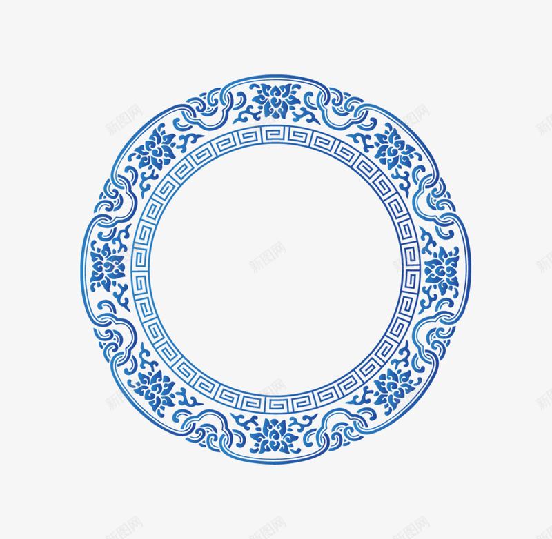 中国风盘子png免抠素材_新图网 https://ixintu.com 中国风 卡通 圆形 白色 盘子 花纹 蓝色 装饰