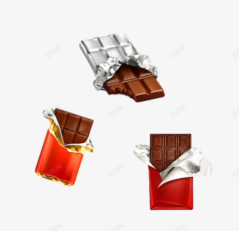 三份巧克力片psd免抠素材_新图网 https://ixintu.com 包装纸 巧克力 美味 美食 营养 零食