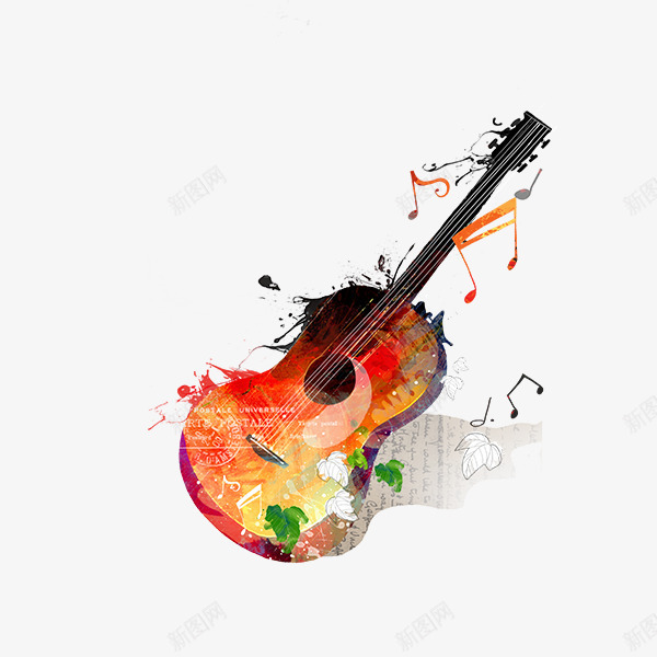 音乐小提琴png免抠素材_新图网 https://ixintu.com 乐谱 元素 小提琴png 律动 飘动的音符