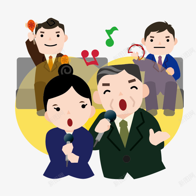 唱歌png免抠素材_新图网 https://ixintu.com ktv 人物 卡通 唱歌 音符