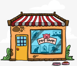 云朵店铺宠物商店宠物卡通宠物商店矢量图高清图片