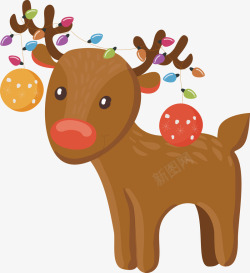 可爱圣诞节卡通麋鹿矢量图素材