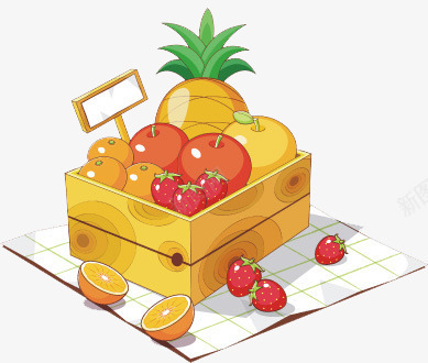 橙子草莓png免抠素材_新图网 https://ixintu.com 一盒 卡通 手绘 橙子 水果 红色 绿色 草莓 黄色