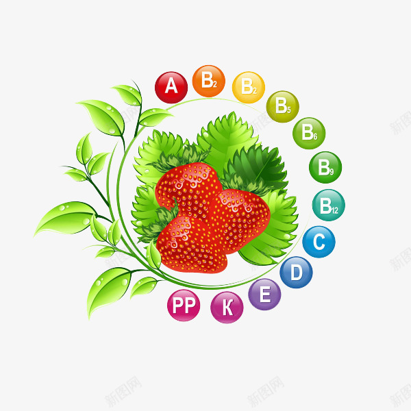 水果草莓维生素标识图标png_新图网 https://ixintu.com 标识 水果 维生素 草莓