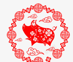 中国风喜庆2019年猪插画素材