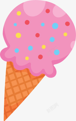 粉红草莓卡通冰激凌矢量图素材