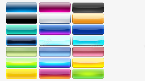 二十一个不同颜色按钮psd免抠素材_新图网 https://ixintu.com 多彩按钮 按钮 玻璃