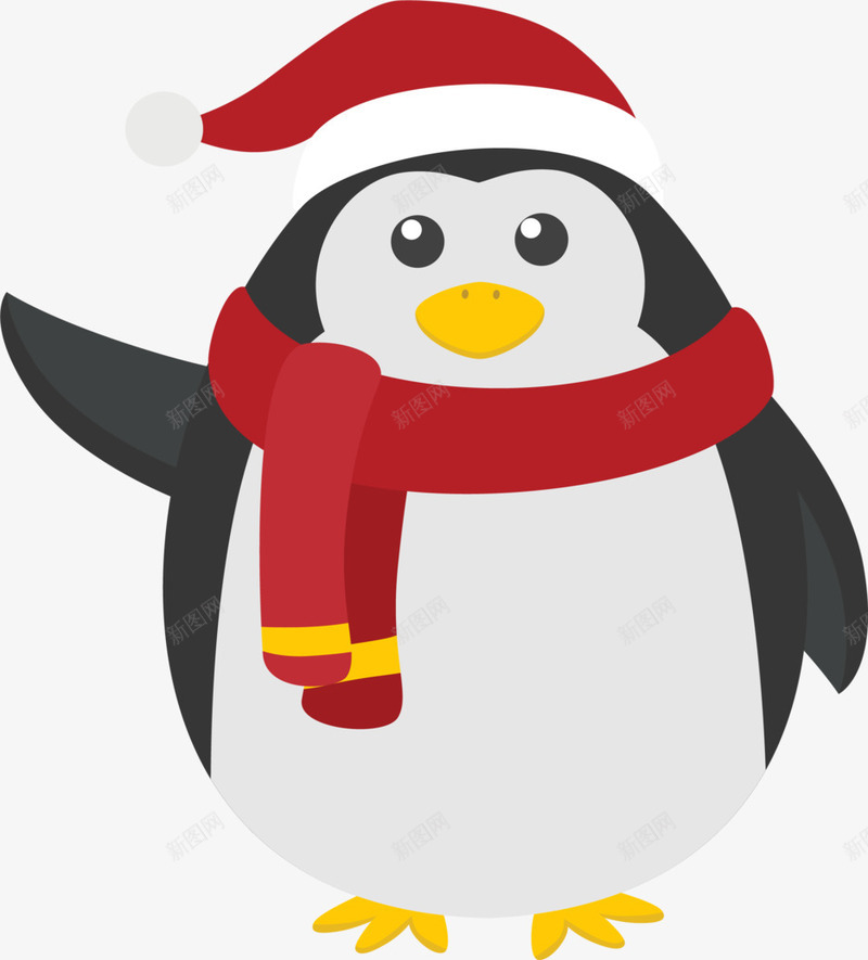 戴着圣诞帽子的企鹅png免抠素材_新图网 https://ixintu.com 企鹅 南极 圣诞帽子 红色围脖 红色帽子