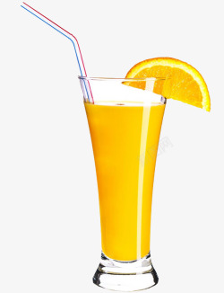 吸管玻璃饮料杯橙子素材