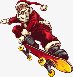 帅气滑板圣诞节帅气圣诞老人高清图片