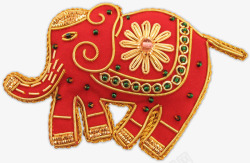红色大象刺绣吉祥物素材