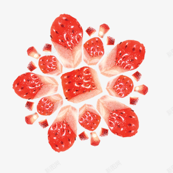 草莓切块png免抠素材_新图网 https://ixintu.com 红色 草莓
