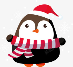 围巾图圣诞节的可爱小企鹅高清图片