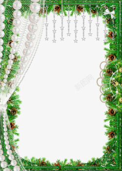 珍珠挂饰珍珠植物边框高清图片