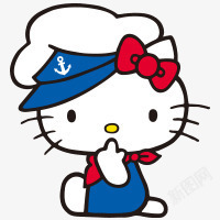 蓝色蝴蝶结帽子可爱卡通猫咪素材