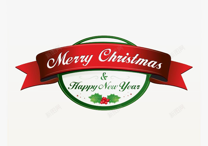 圣诞节快乐logo图标png_新图网 https://ixintu.com 圆形 圣诞节 红色 绿色