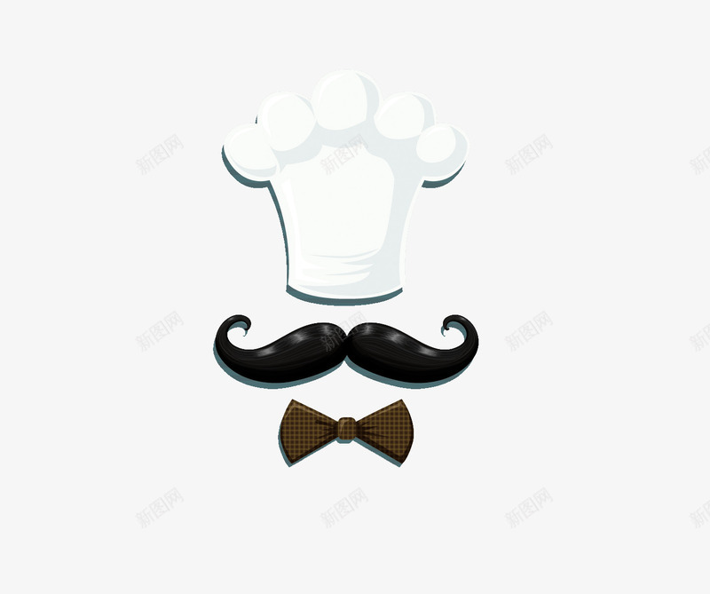 厨师帽子胡子领带png免抠素材_新图网 https://ixintu.com 厨师 帽子 胡子 领带